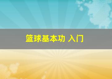 篮球基本功 入门